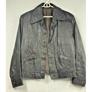 Mens Jacket Coat Brown Waist Length Button Pockets